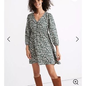 Madewell Button-Front Dress in Forest Leaves